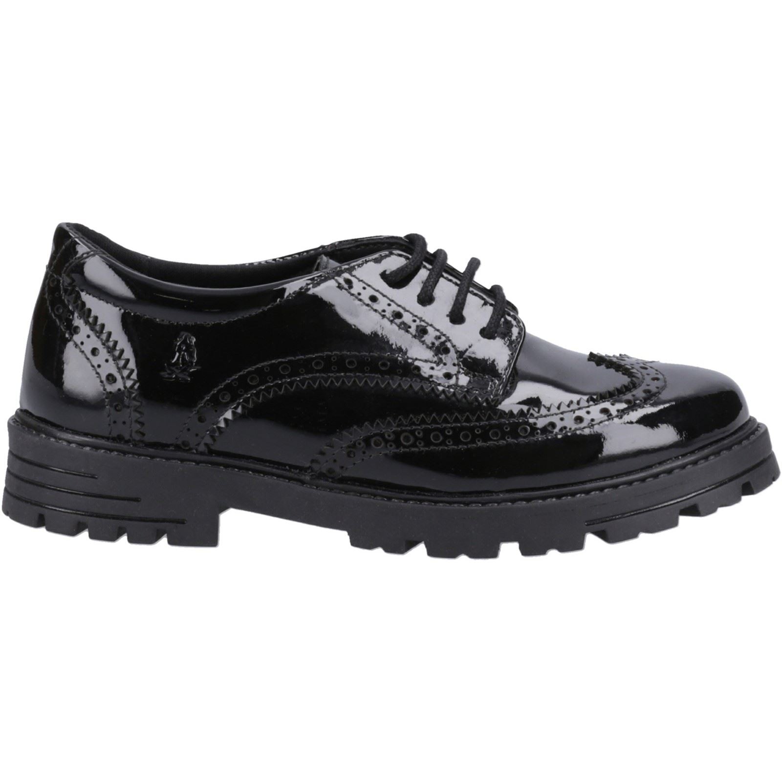 Hush Puppies Maxine Patent Junior Leather Girls's Black Brogues