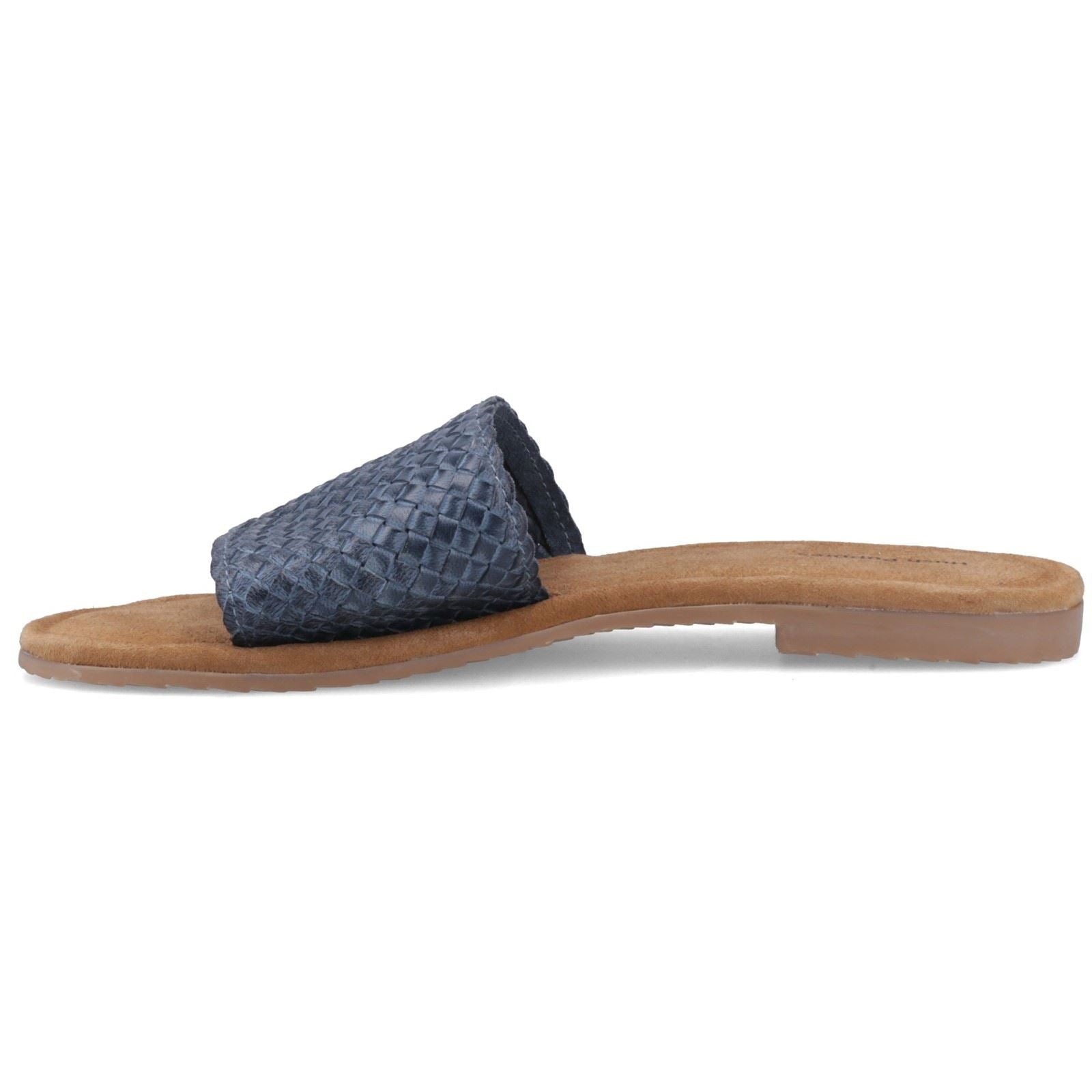 Hush Puppies Hetty Slide Leather Women's Navy Wide Sandals