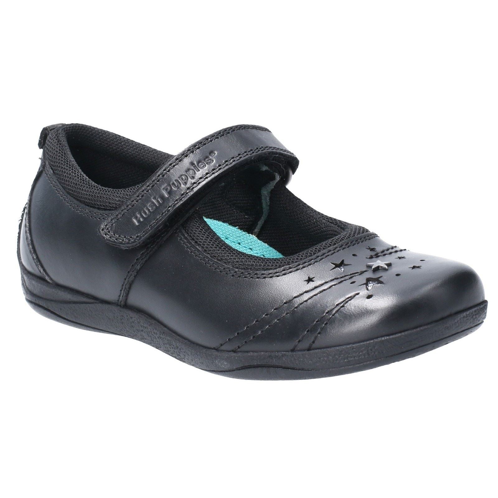 Hush Puppies Amber Youth Girls Black Leather Shoes