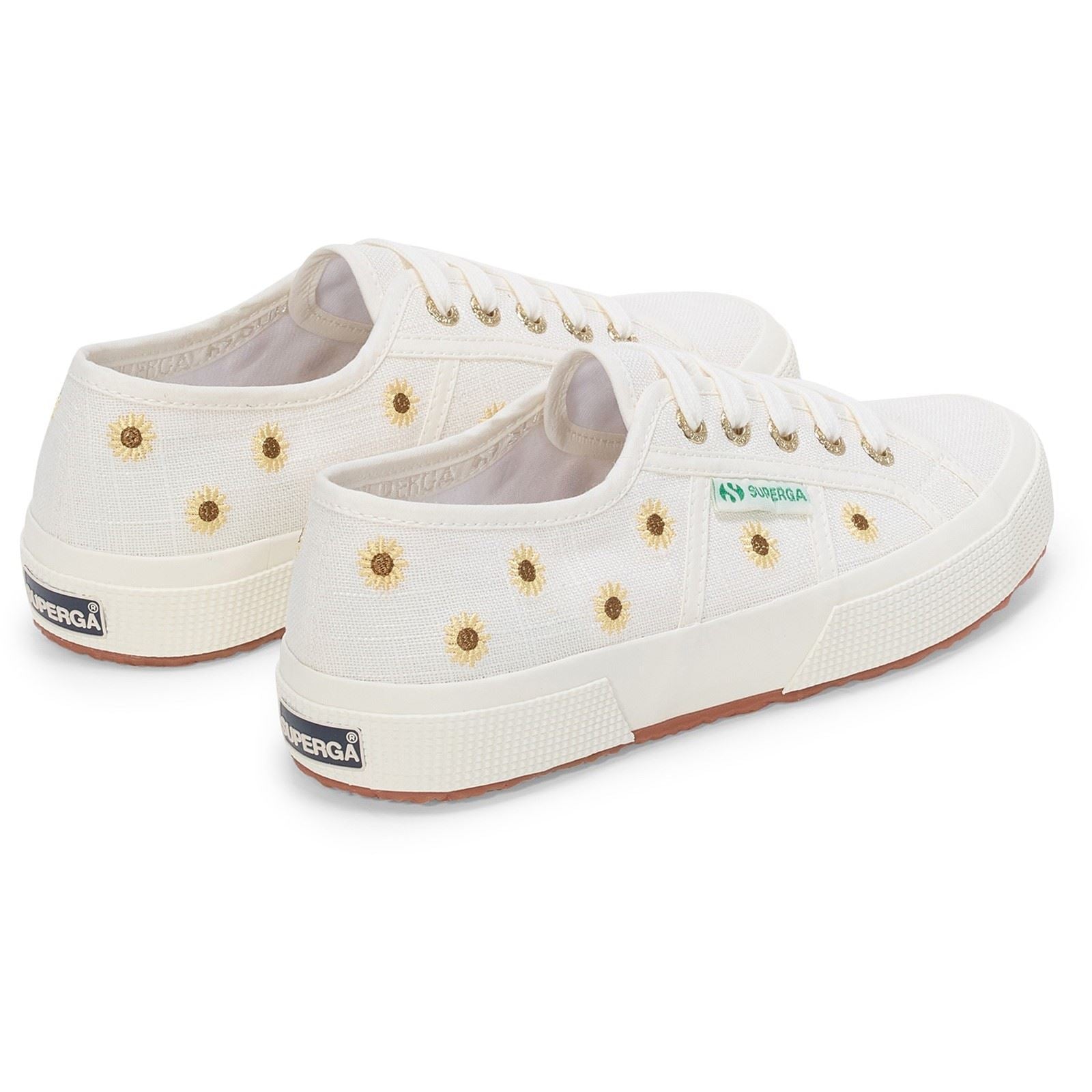 Superga Embroidery Linen Sunflower Linen Women's White Sneakers