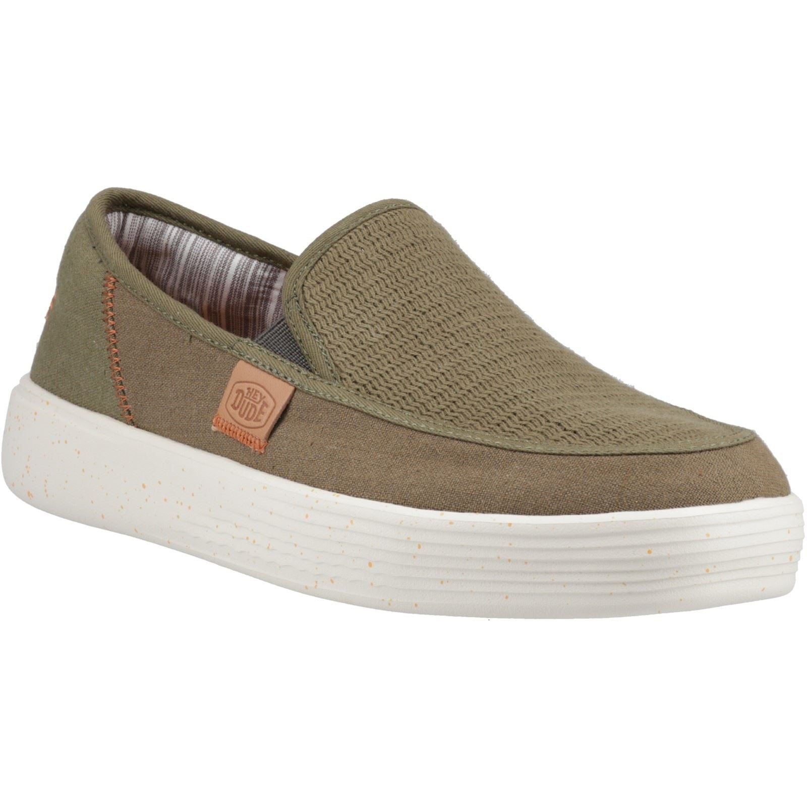 HEYDUDE Sunapee Coastline Cotton Blend Men's Olive Loafers