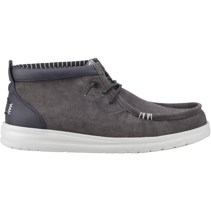 HEYDUDE Wally Mid GripR Cotton Men's Black Oyster/Black Ankle Boots