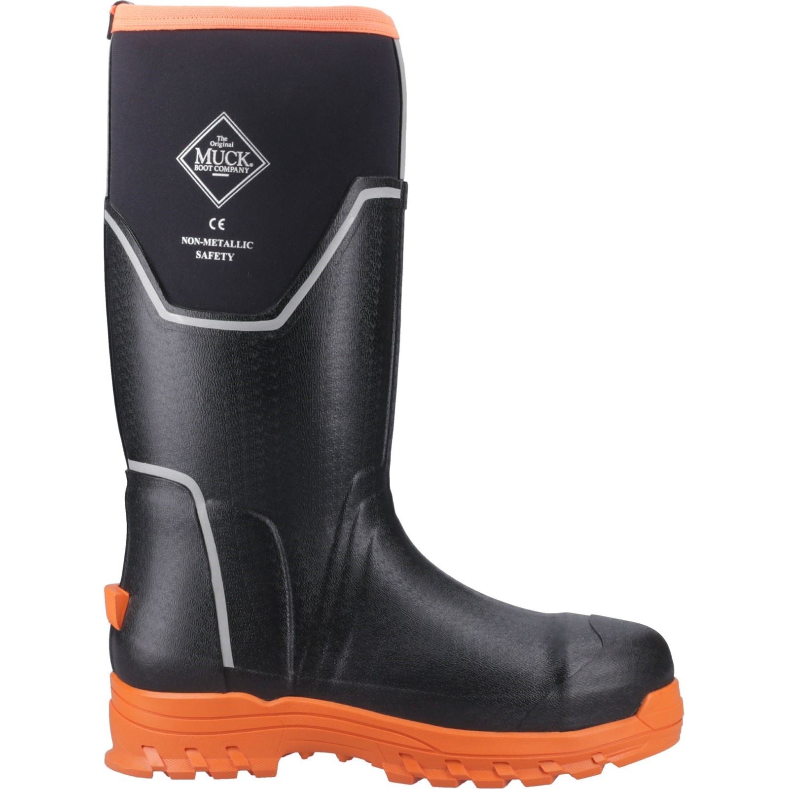 Muck Boots Grit S5 Rubber Men's Black/Orange Wellington Boots