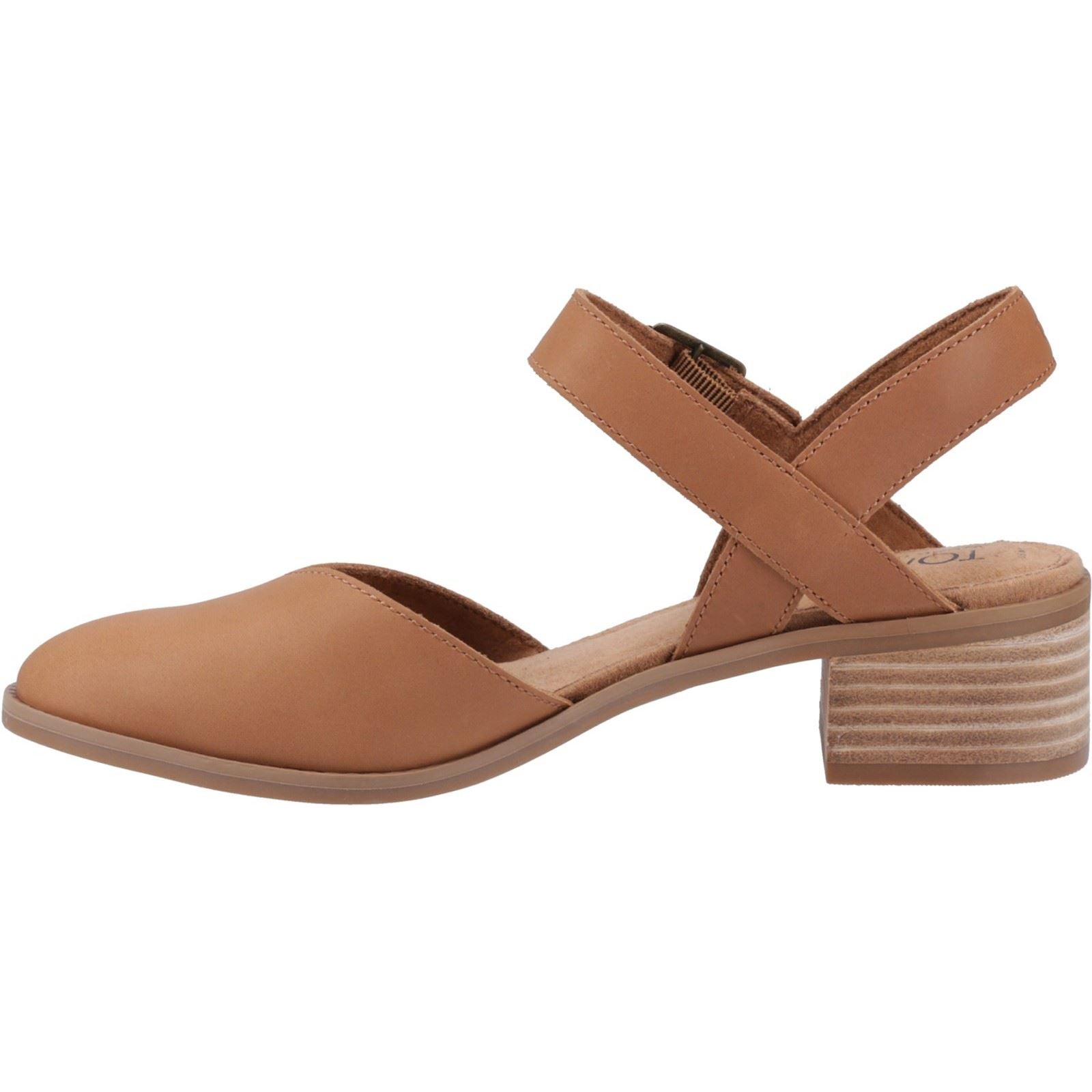 TOMS Jaclyn Leather Women's Brown Sugar Round Slingback Heels