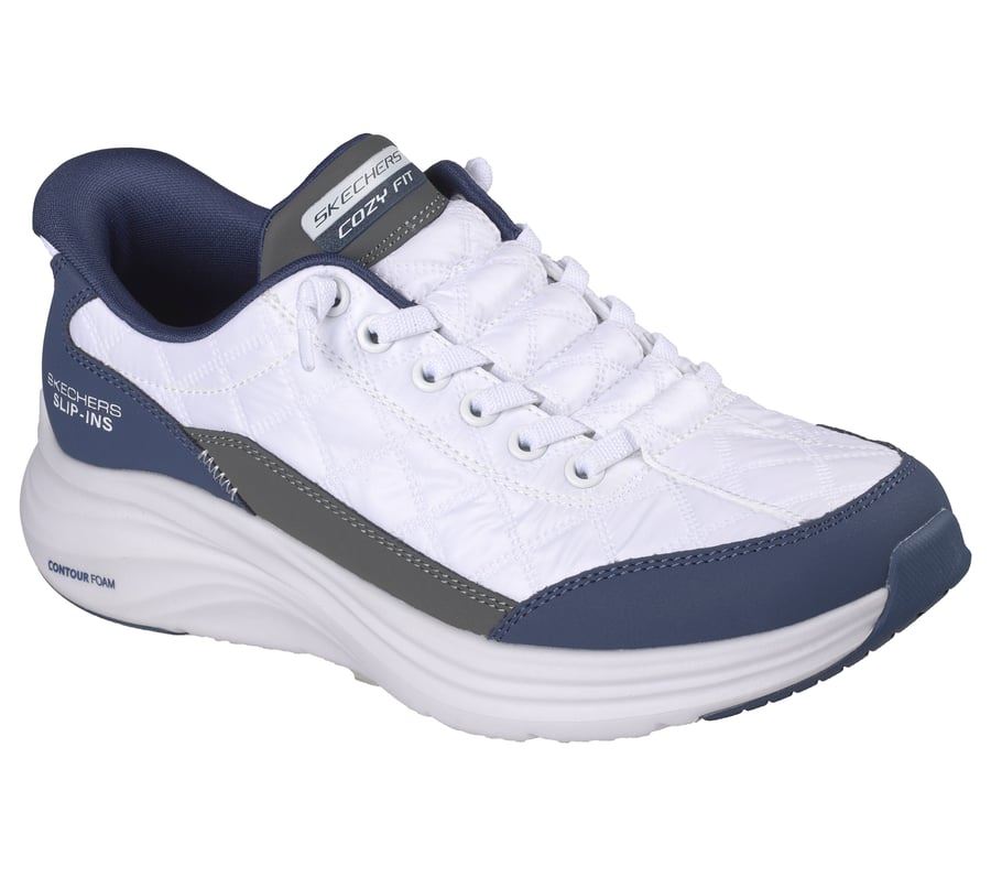 Skechers Slip-Ins Contour Foam Cozy Fit Women's White/Navy Sneakers