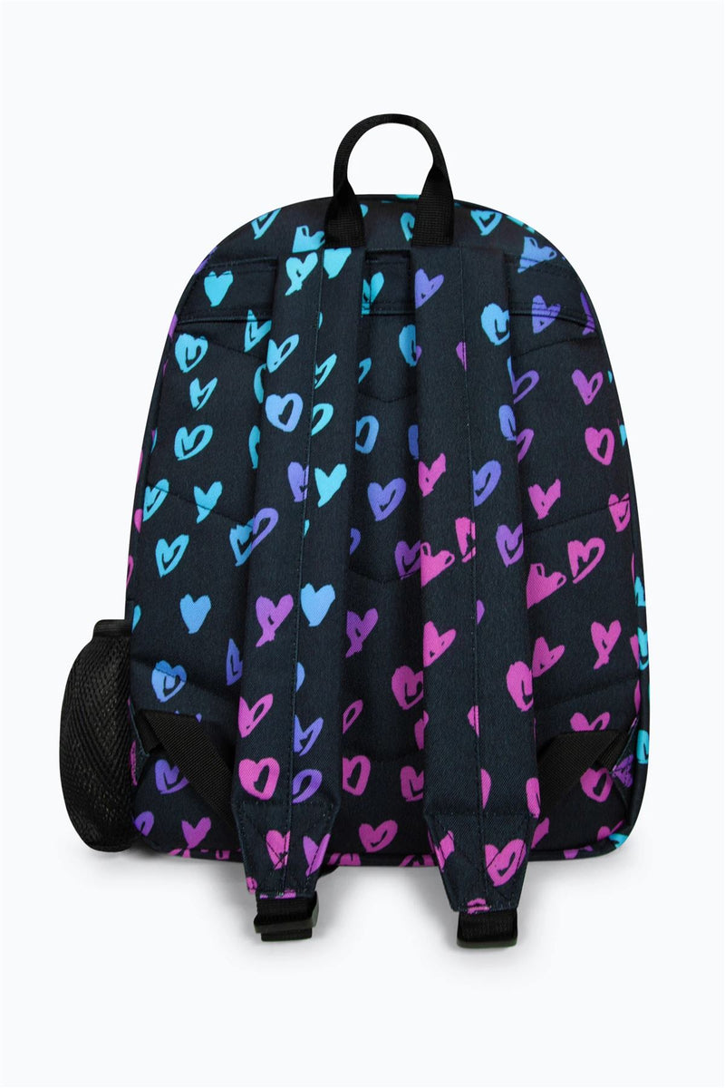 Hype Iconic Girl's Black Scribble Hearts Backpack