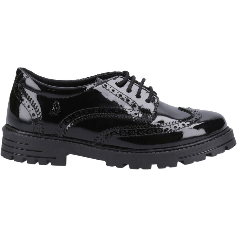 Hush Puppies Maxine Patent Senior Leather Girls's Black Brogues