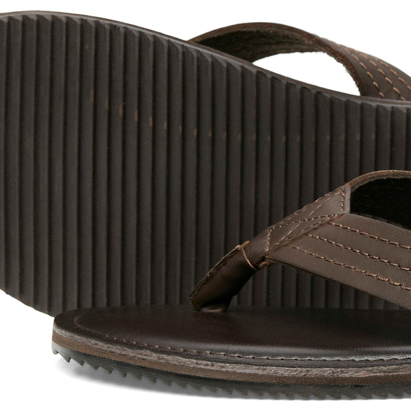 Jack & Jones Washton Leather Men's Brown Stone Flip Flops