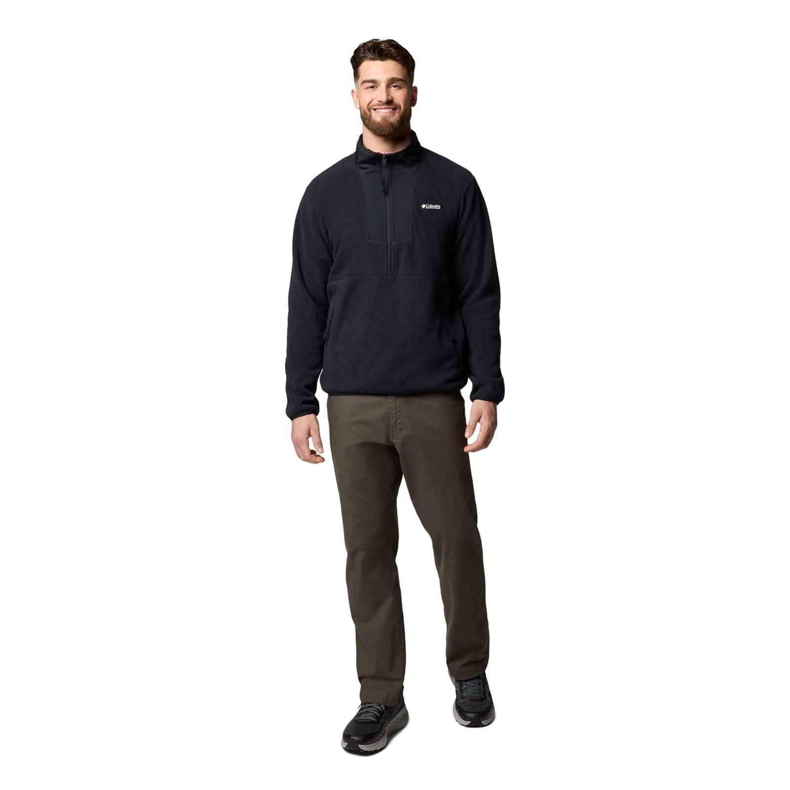 Columbia Sequoia Grove Half Zip Fleece Polyester Men's Black Zip Neck Pullovers