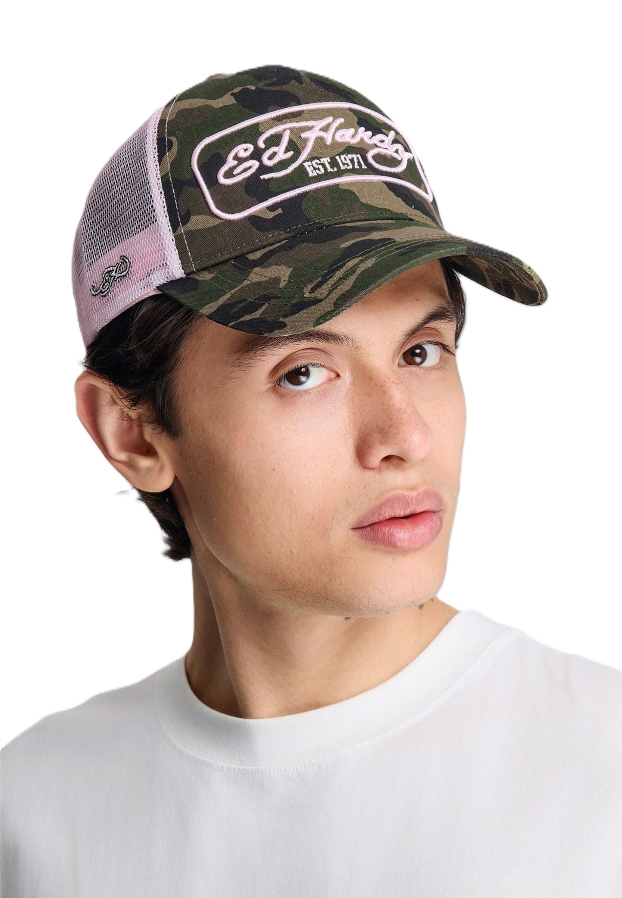 Ed Hardy 1971 Camo 5 Panel Trucker Green Caps