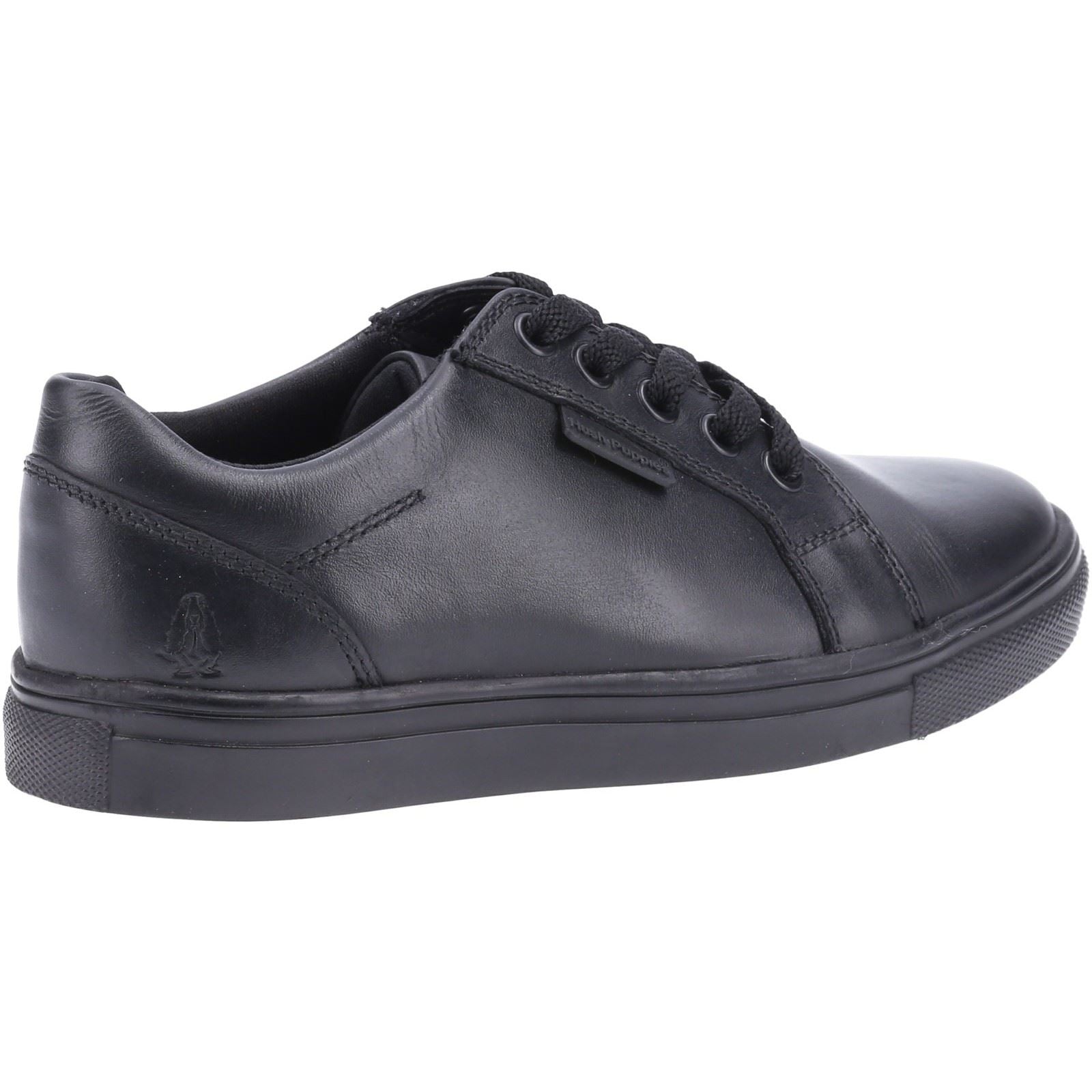 Hush Puppies Sam Senior Leather Boy's Black Lace-Up Shoes