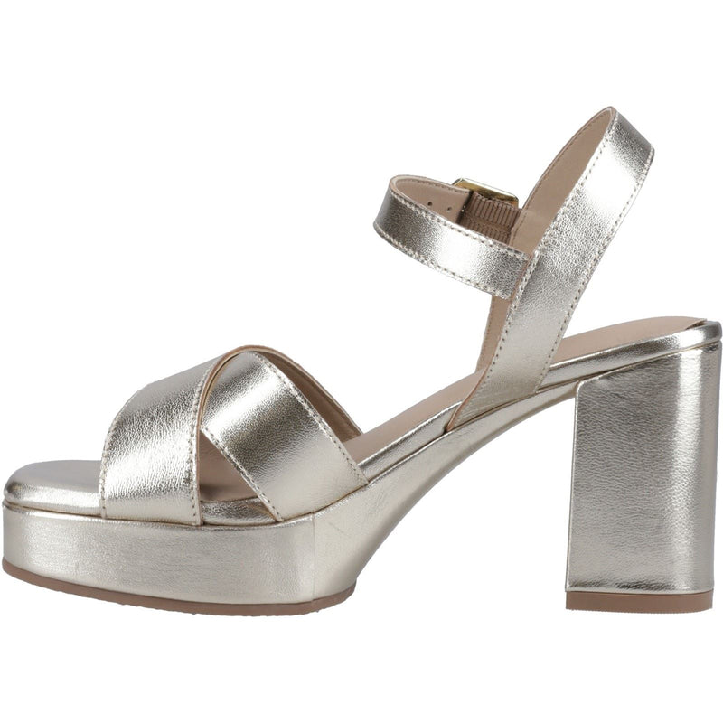 Hush Puppies Ophelia Leather Heel Suede Women's Gold Sandals