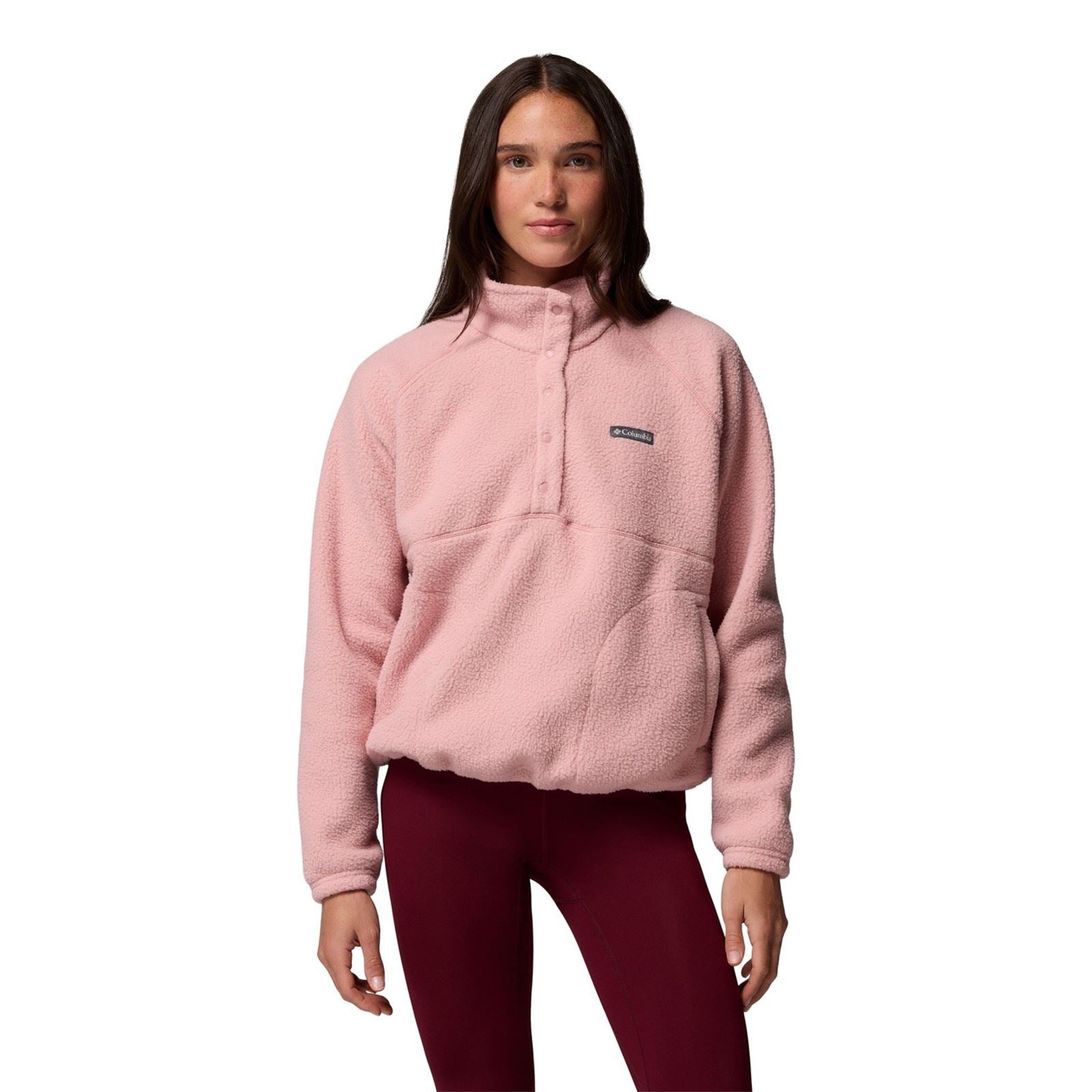 Columbia Jasper Ridge Pebbled Fleece Half Snap Polyester Women's Red Pullover