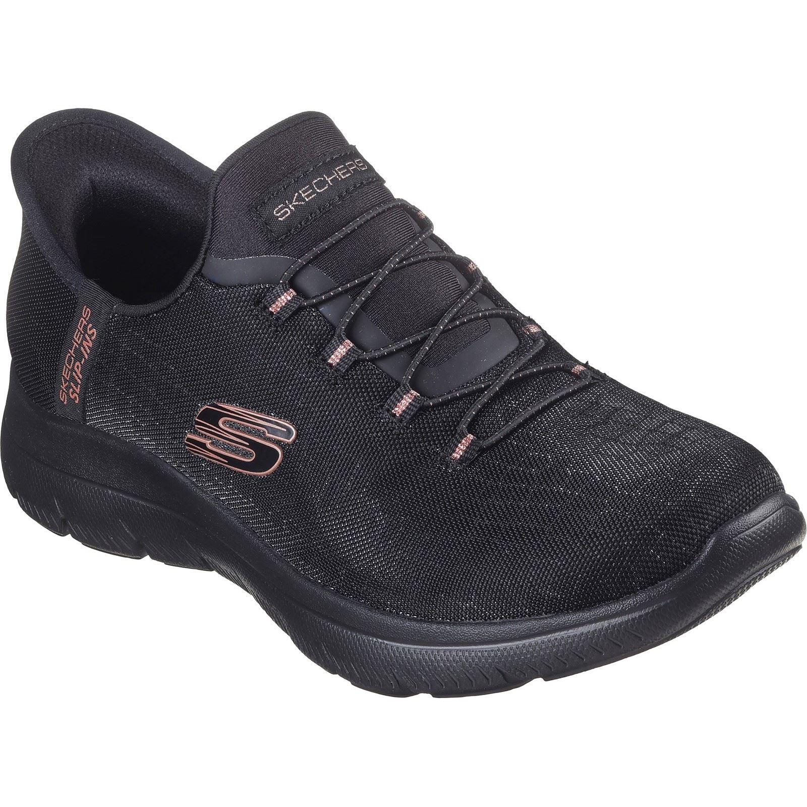 Skechers Summits Classy Night Textile Women's Black/Rose Gold Trainers