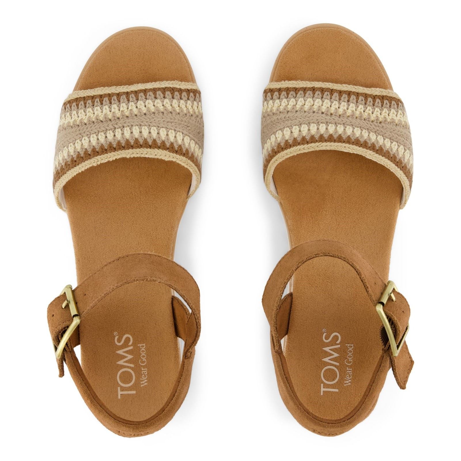 TOMS Diana Wedge Leather Women's Dark Beige Sandals