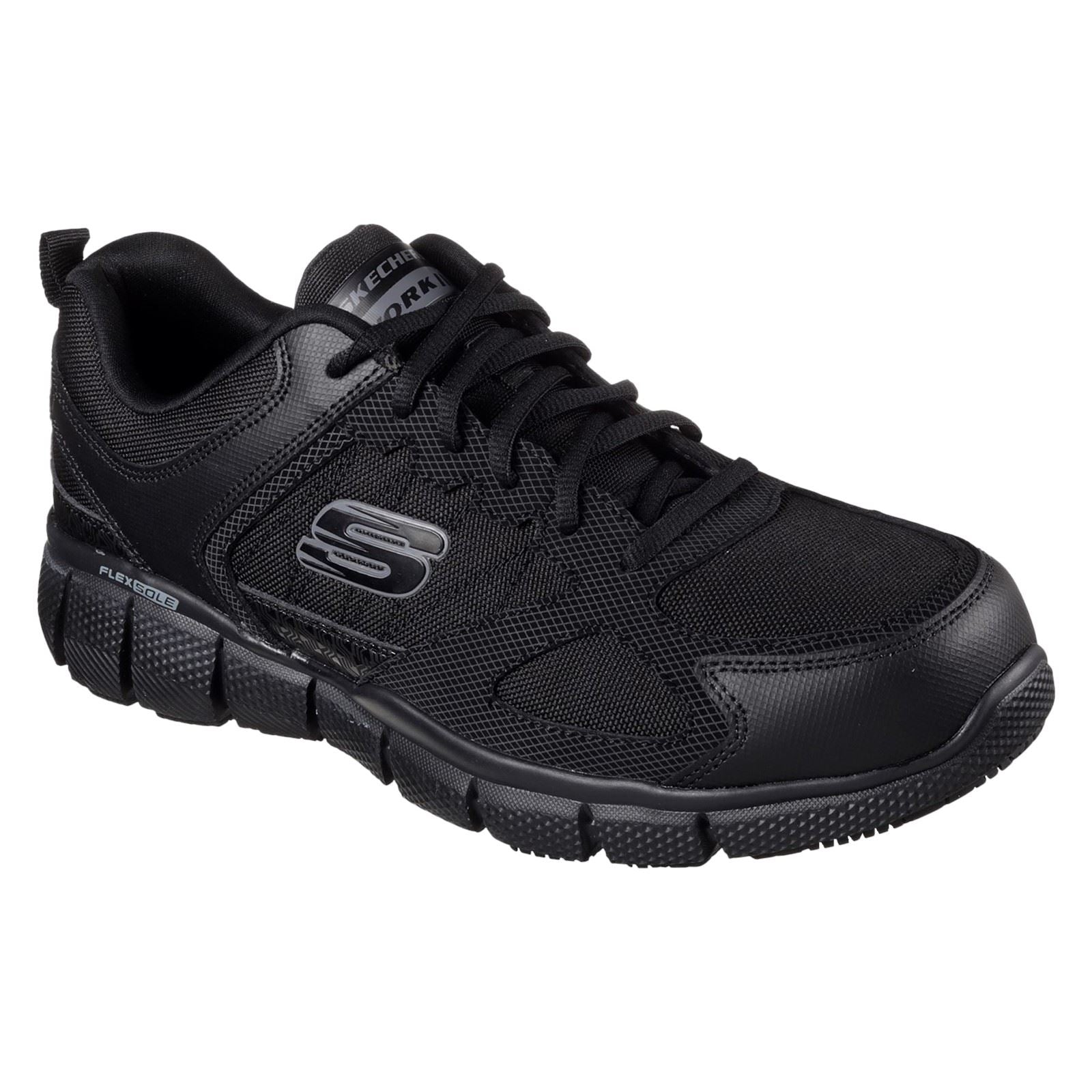 Skechers Workwear Telphin Sanphet Leather Men's Black Safety Sneakers