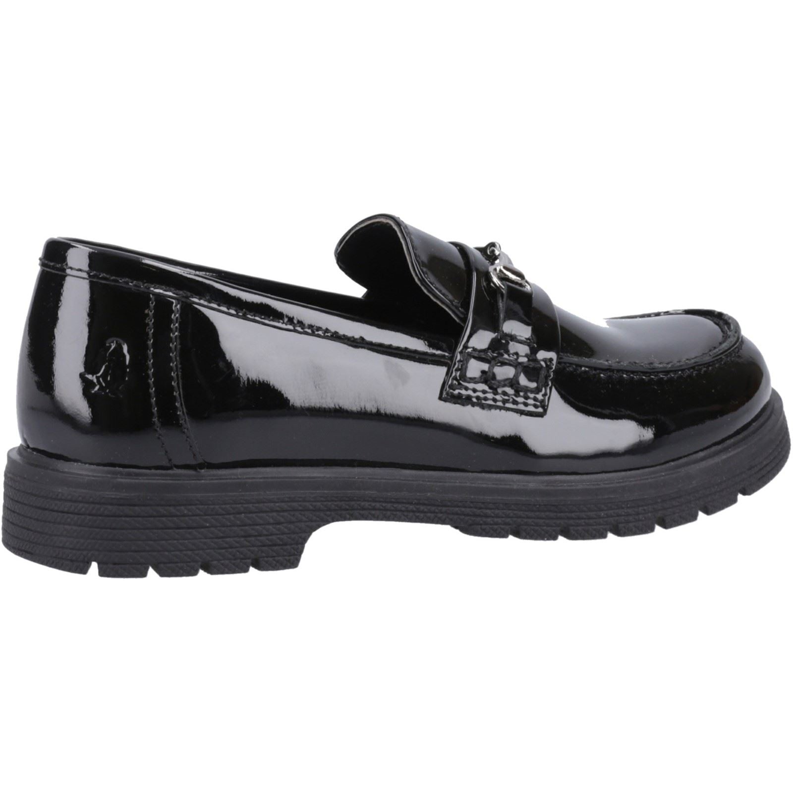 Hush Puppies Lydia Patent Senior Leather Girls's Black Loafers