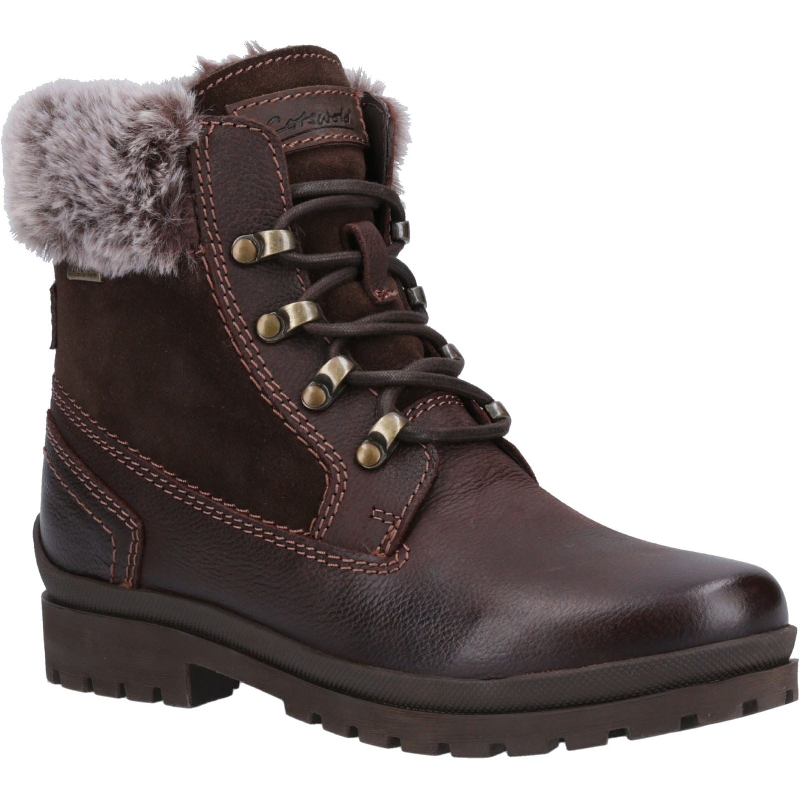Cotswold Evenlode Leather Women's Brown Winter Ankle Boots