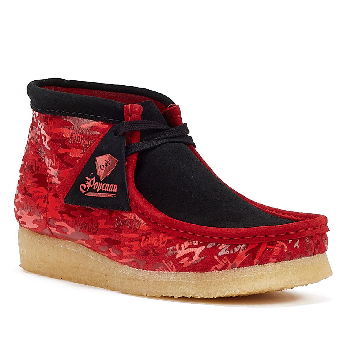 Clarks Popcaan X Wallabee Red Camo Boots