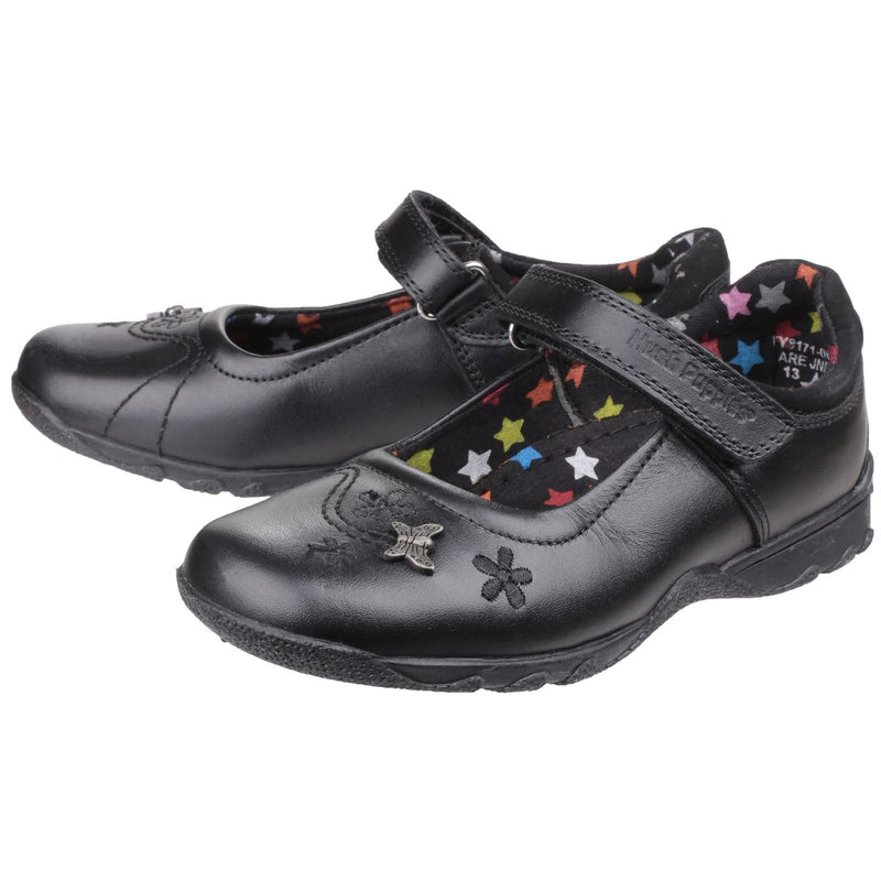 Hush Puppies Clare Senior Leather Girls's Black Shoes