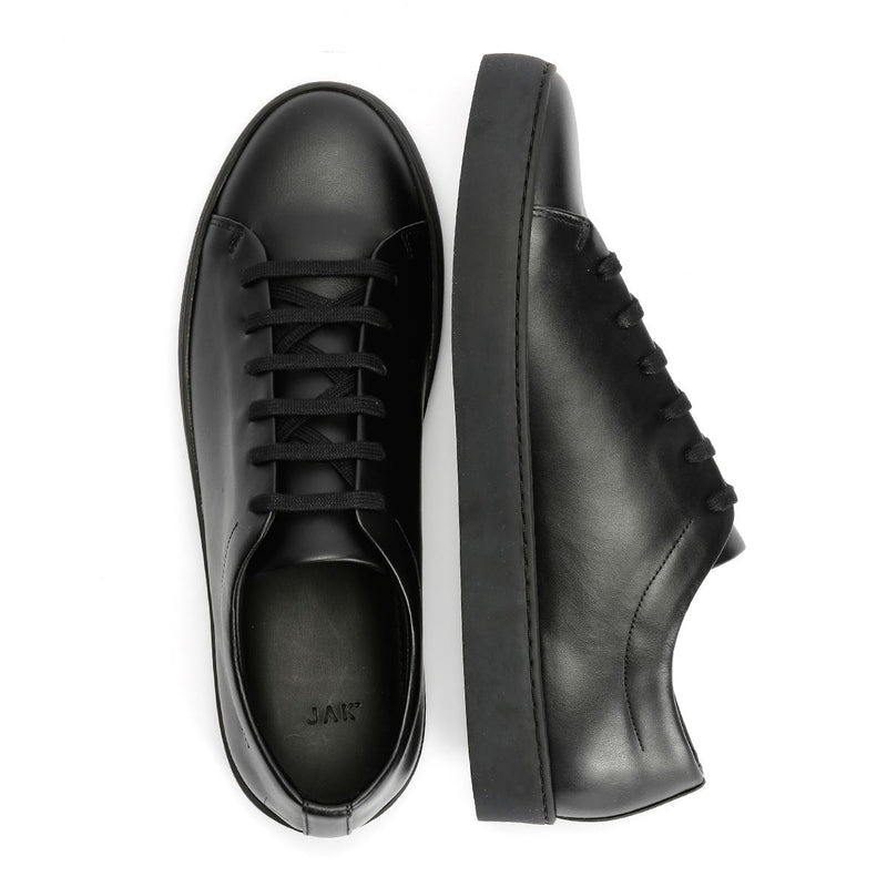 JAK Royal Leather Men's All Black Sneakers