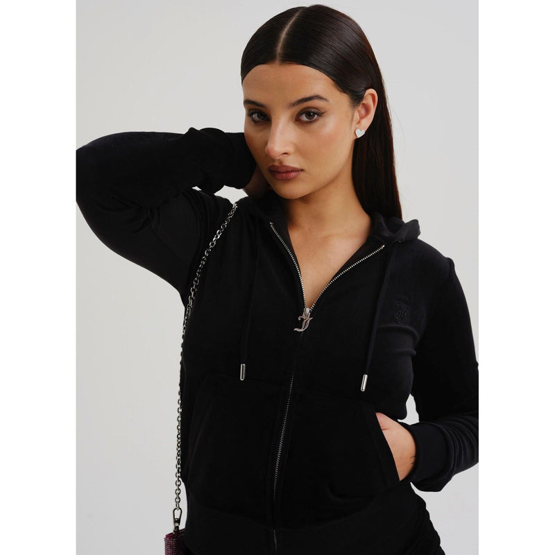 Juicy Couture Robertson Classic Jacket Synthetic Women's Black Hooded Sweatshirt