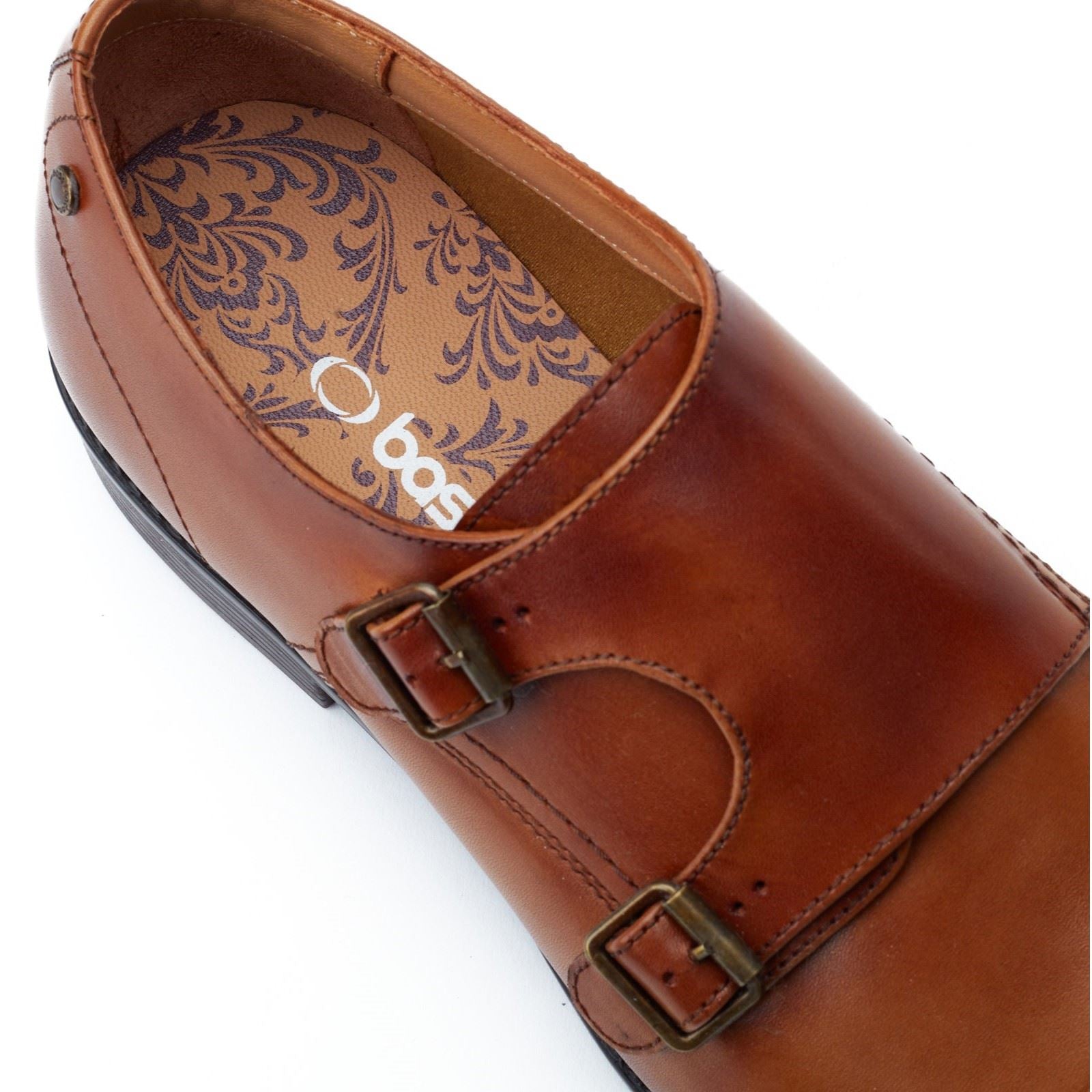 Base London Diablo Leather Men's Burnt Tan Double Monk Shoes