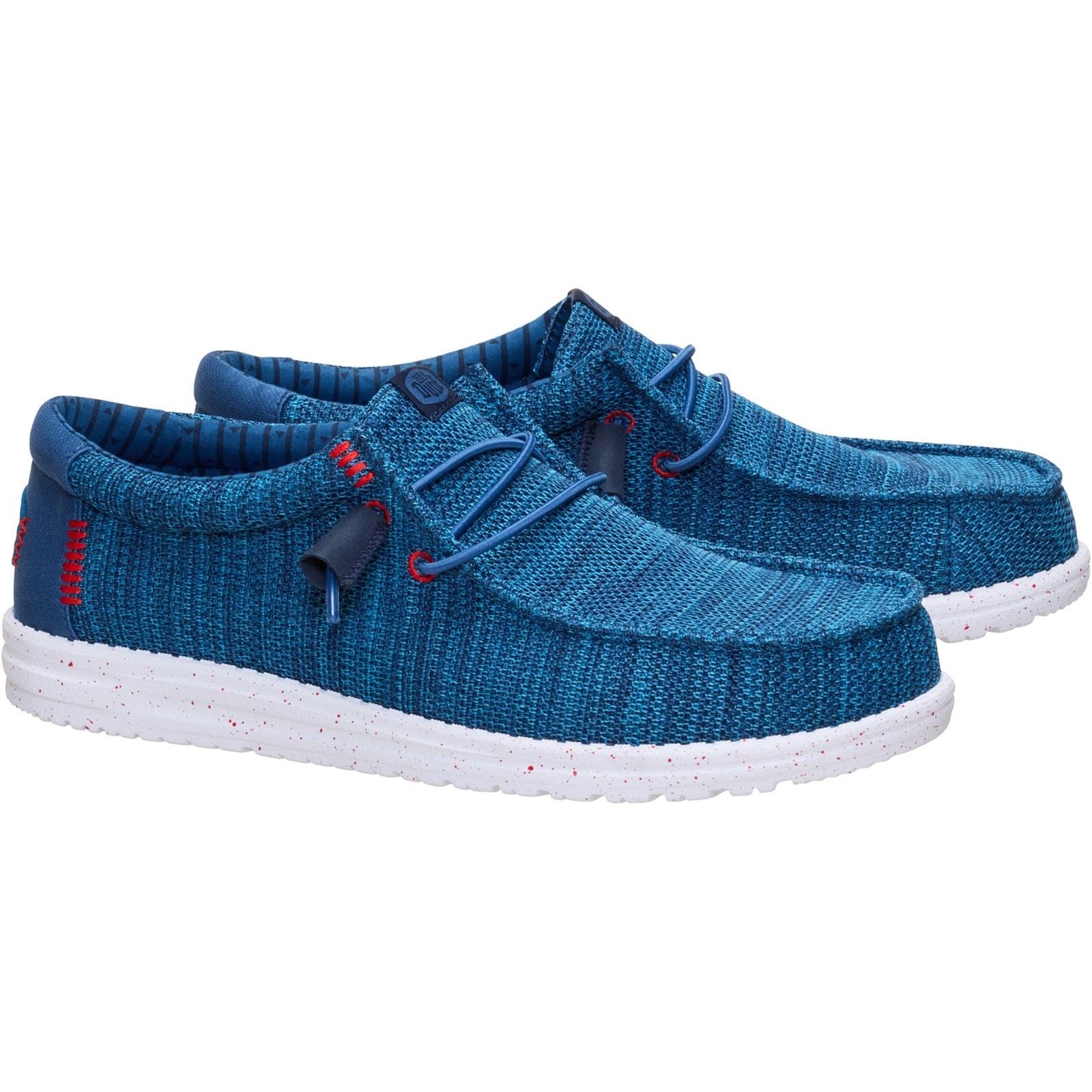 HEYDUDE Wally Stretch Sox Polyester Men's Ensign Blue/Multi Loafers