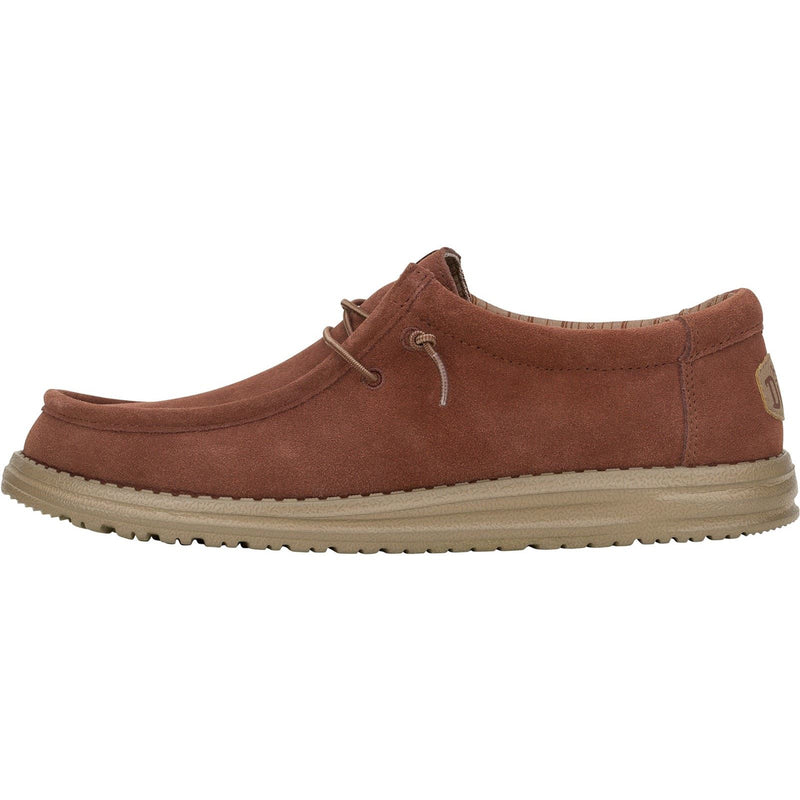 HEYDUDE Wally Suede Suede Men's Dark Brown Boat Shoes