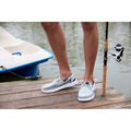 HEYDUDE Welsh Grip Classic Mesh Cotton Blend Men's Storm Gray/Navy Blazer Boat Shoes
