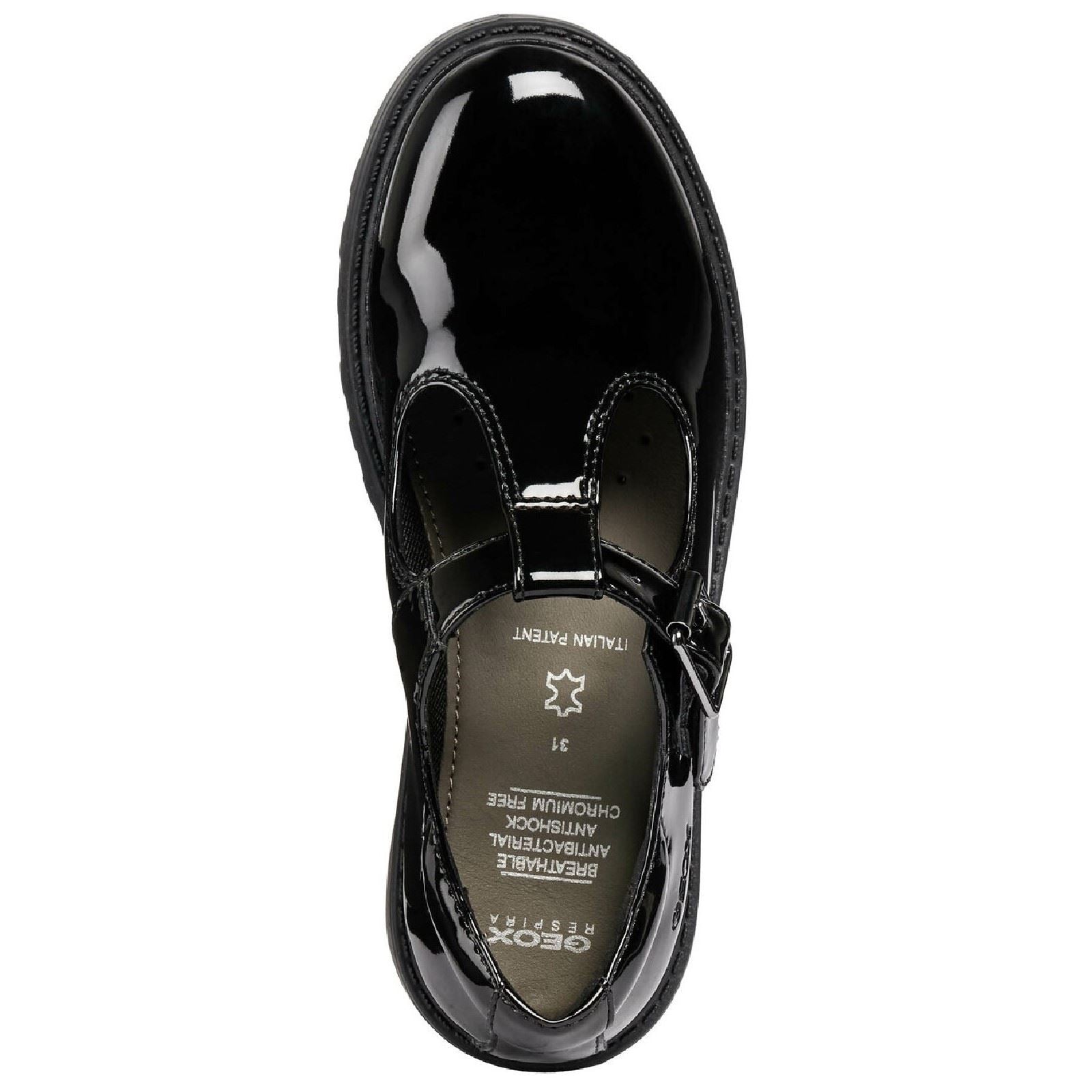 Geox J Casey G. E Leather Girl's Black Patent Shoes