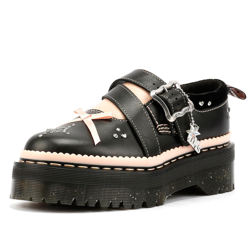 Dr. Martens Kemsley Athena Leather Women's Black/Powder Pink Shoes