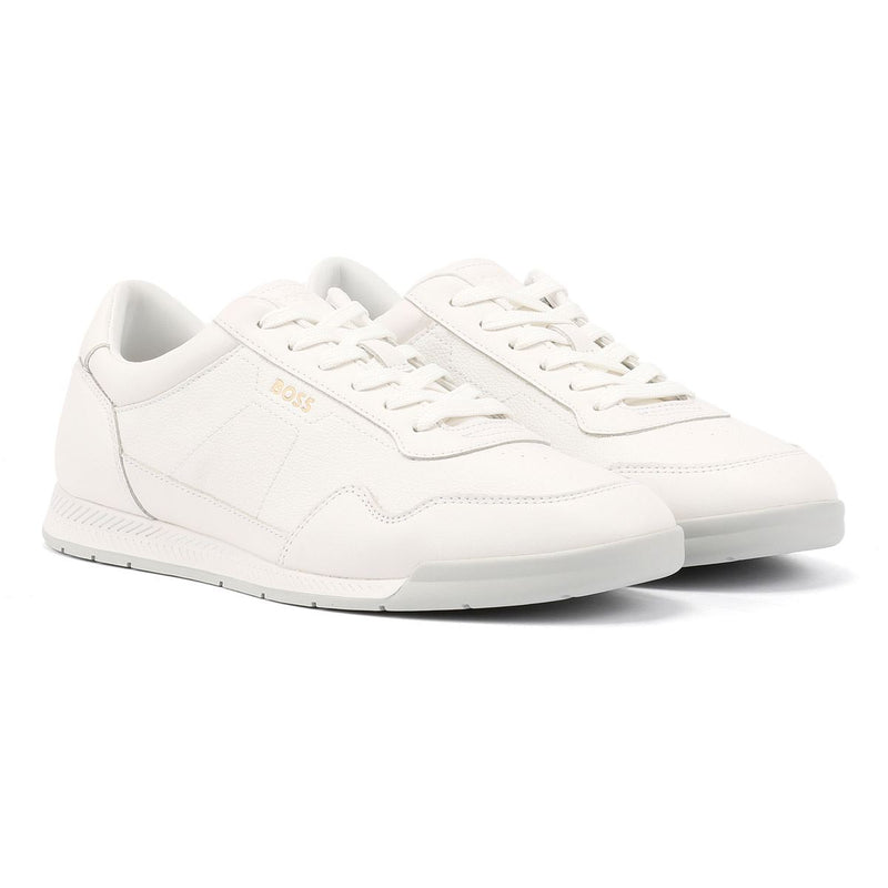 Boss Titanium Leather Men's White Sneakers