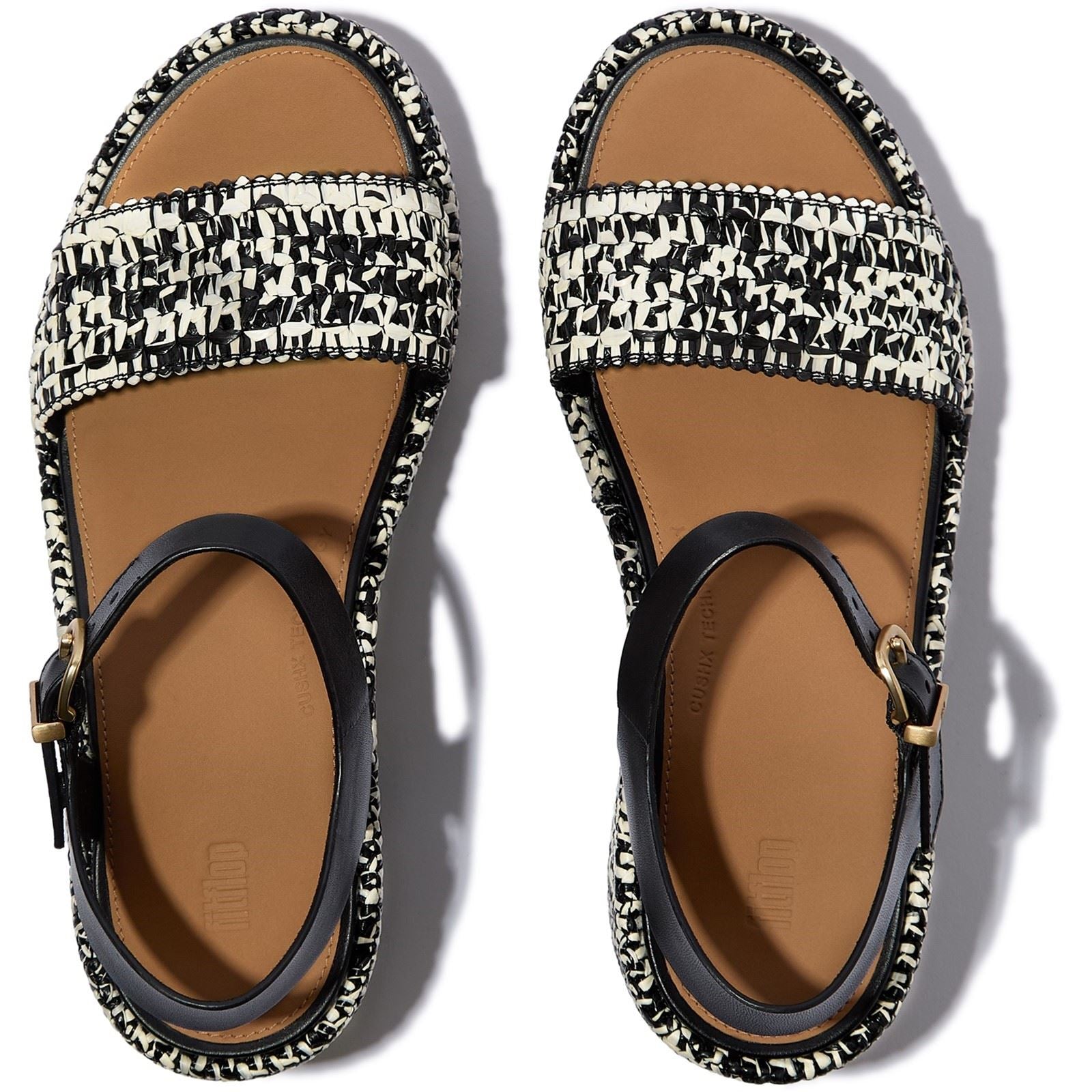 Fitflop Platfforms Wedge Faux Suede Women's Black/Ivory Sandals