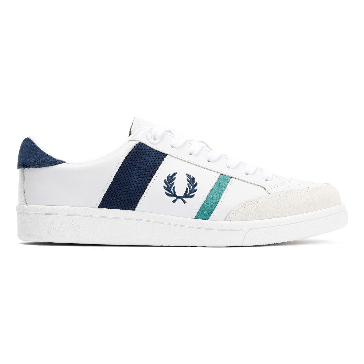 Fred Perry B725 Leather Suede Men's White/Navy/Mint Sneakers