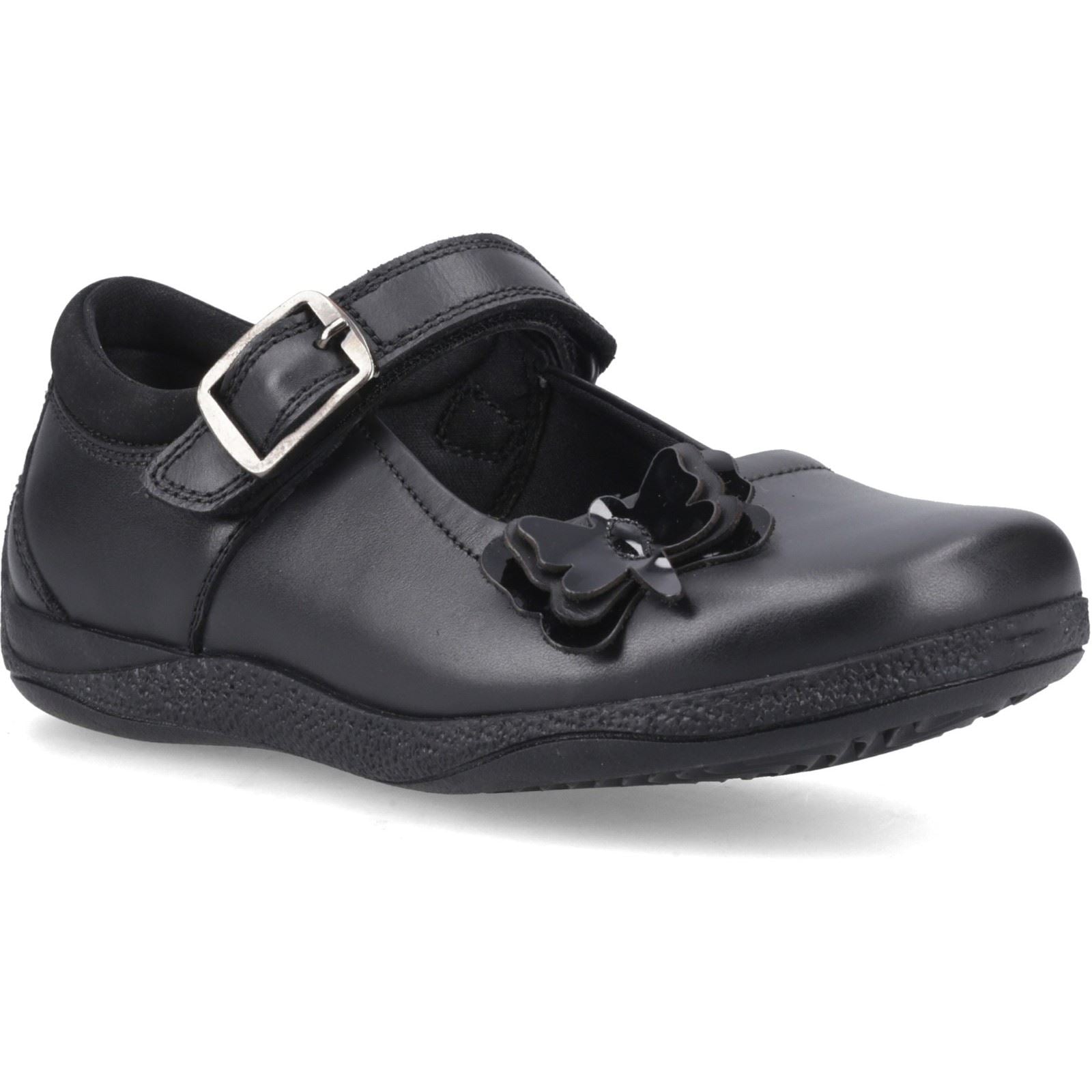 Hush Puppies Julie Ballerina Leather Girl's Black Shoes