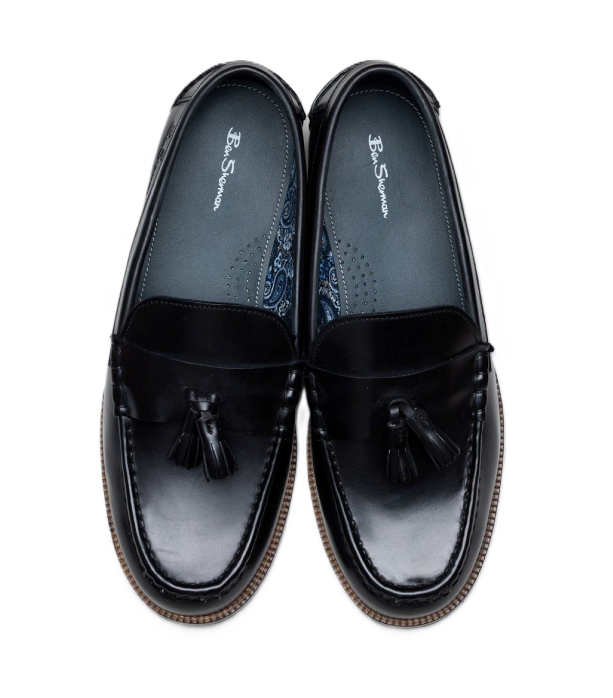Ben Sherman Sid Brush Off Leather Men's Black Tassel Loafers