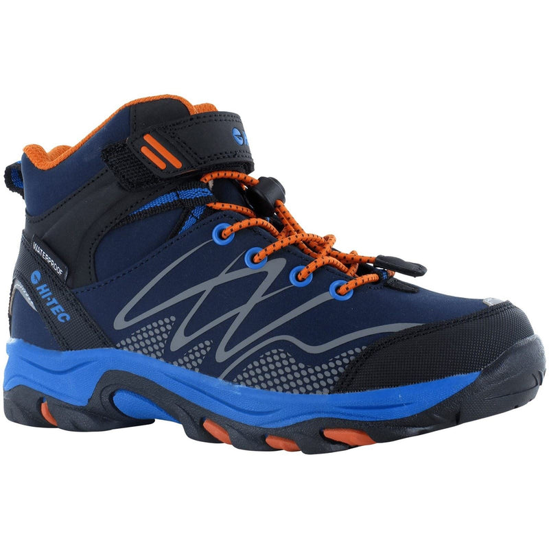 Hi-Tec Blackout Mid Synthetic Soft Shell Boys's Navy/Orange/Lake Blue Hiking Boots