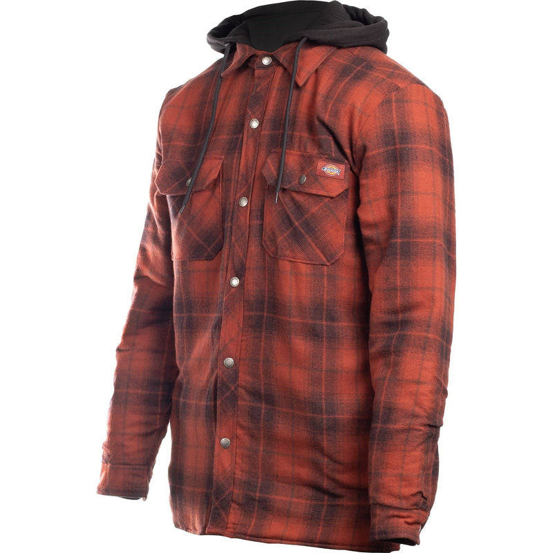 Dickies Fleece Hood Flannel Men's Red Shirt Jacket