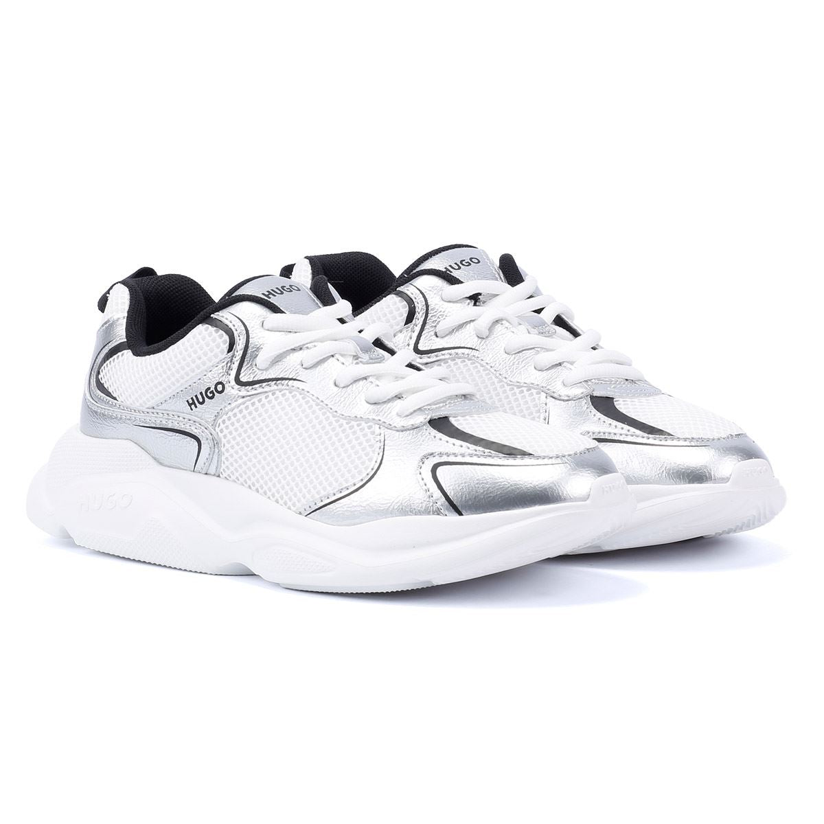 Hugo Leon Tennis Women's Silver/Black Sneakers