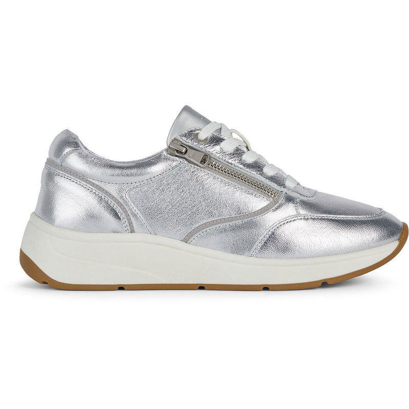 Geox D Cristael E Faux Leather Women's Silver Trainers