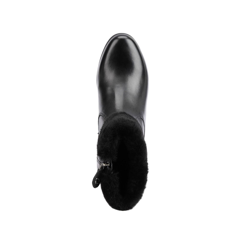 Geox Anylla 80% Leather Bovine Nappa-20% Leather Real Fur Women's Black Boots