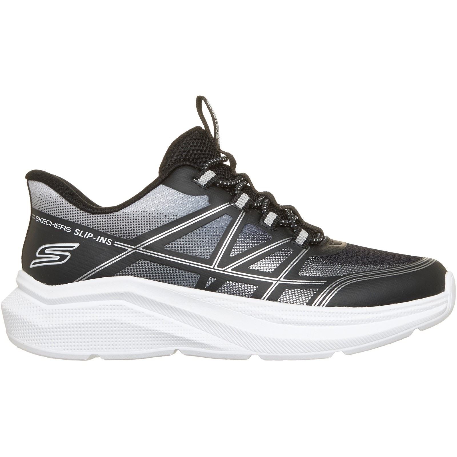Skechers Microspec Velocity Grid-Shift Boy's Black/Silver & White Trainers