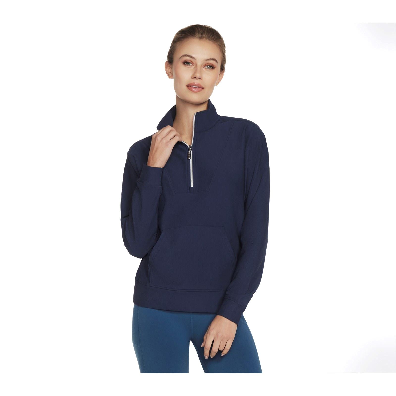 Skechers Performance GoLuxe Rib 1/4 Zip Polyester Women's Blue Pullover