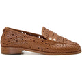 Dune Glimmered Leather Women's Tan Loafers