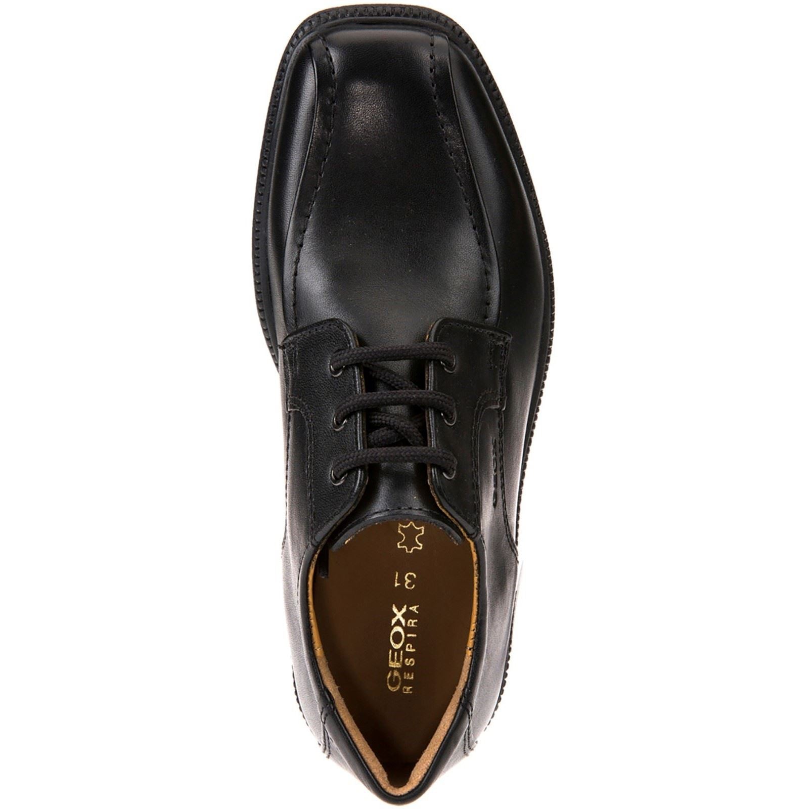 Geox J Federico H Leather Boy's Black Lace-Up Shoes