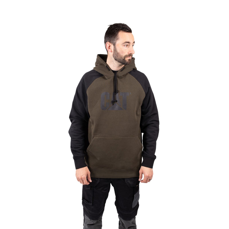 Caterpillar Raglan Cotton Men's Moss Hooded Sweatshirt
