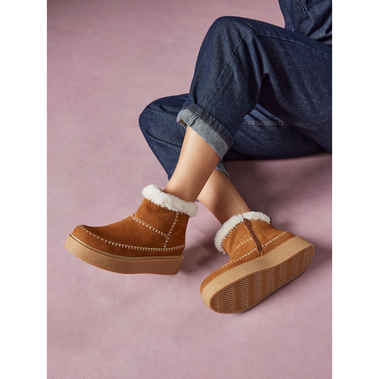 Hush Puppies Brielle Suede Women's Tan Winter Ankle Boots