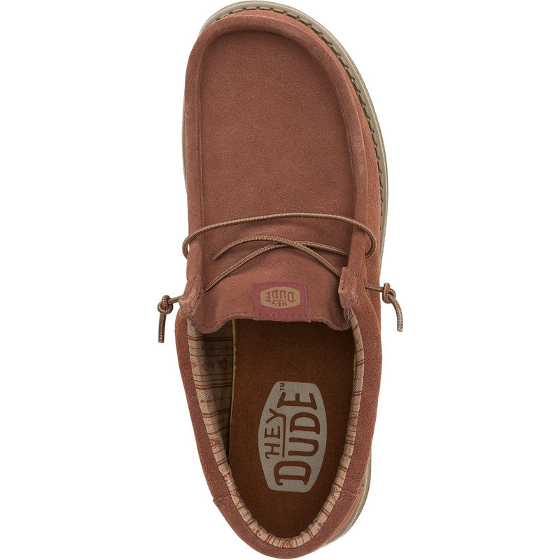 HEYDUDE Wally Suede Suede Men's Dark Brown Boat Shoes