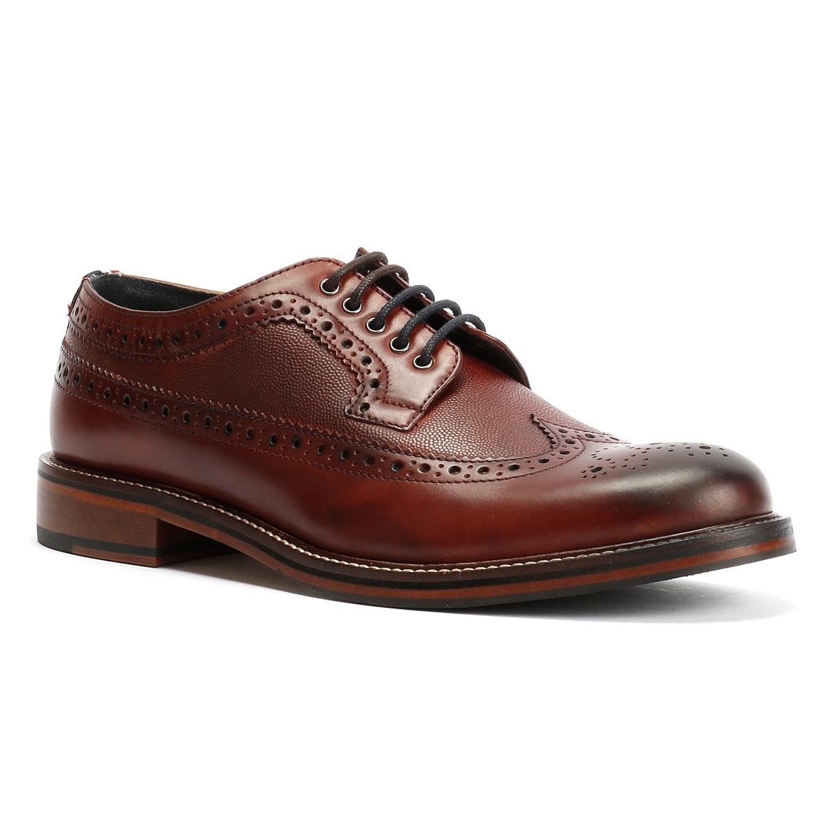 Ben Sherman Archie Brogue Leather Men's Burgundy Lace-Up Shoes